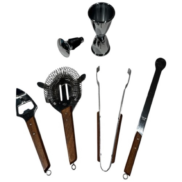 MCM Vintage Bar Accessory Set on Stand with Drink Recipe Cards - Picture 4 of 16